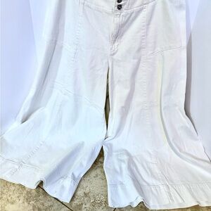 Pilcro White Wide-Leg Trousers